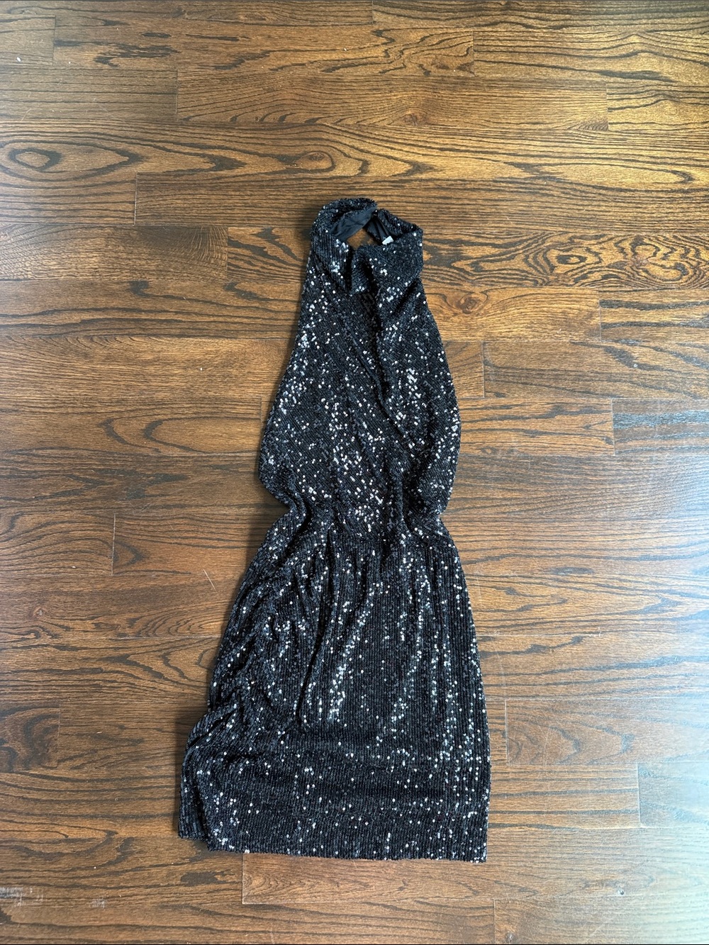 Gianni Bini Black Sequin Backless Halter Dress